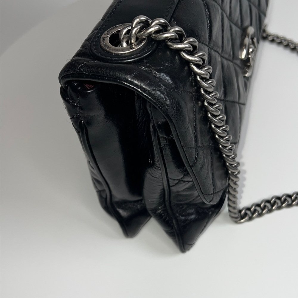 ❤️NWT CHANEL CC FLAP BAG IN BLACK AGED CALFSKIN LEATHER W/ RUTHENIUM HARDWARE - Picture 8 of 17